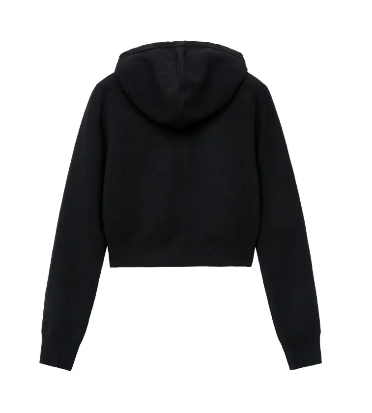 Marithe and Francois Girbaud | Marithe Classic Logo Crop Knit Hoodie Zip-Up