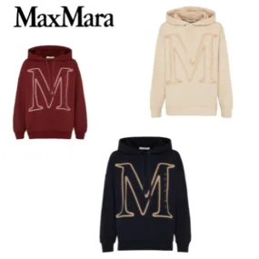 MaxMara cotton logo hoodies and sweatshirts with long sleeves for street style