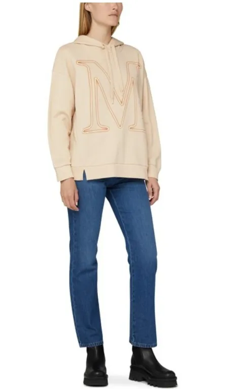 MaxMara cotton logo hoodies and sweatshirts with long sleeves for street style