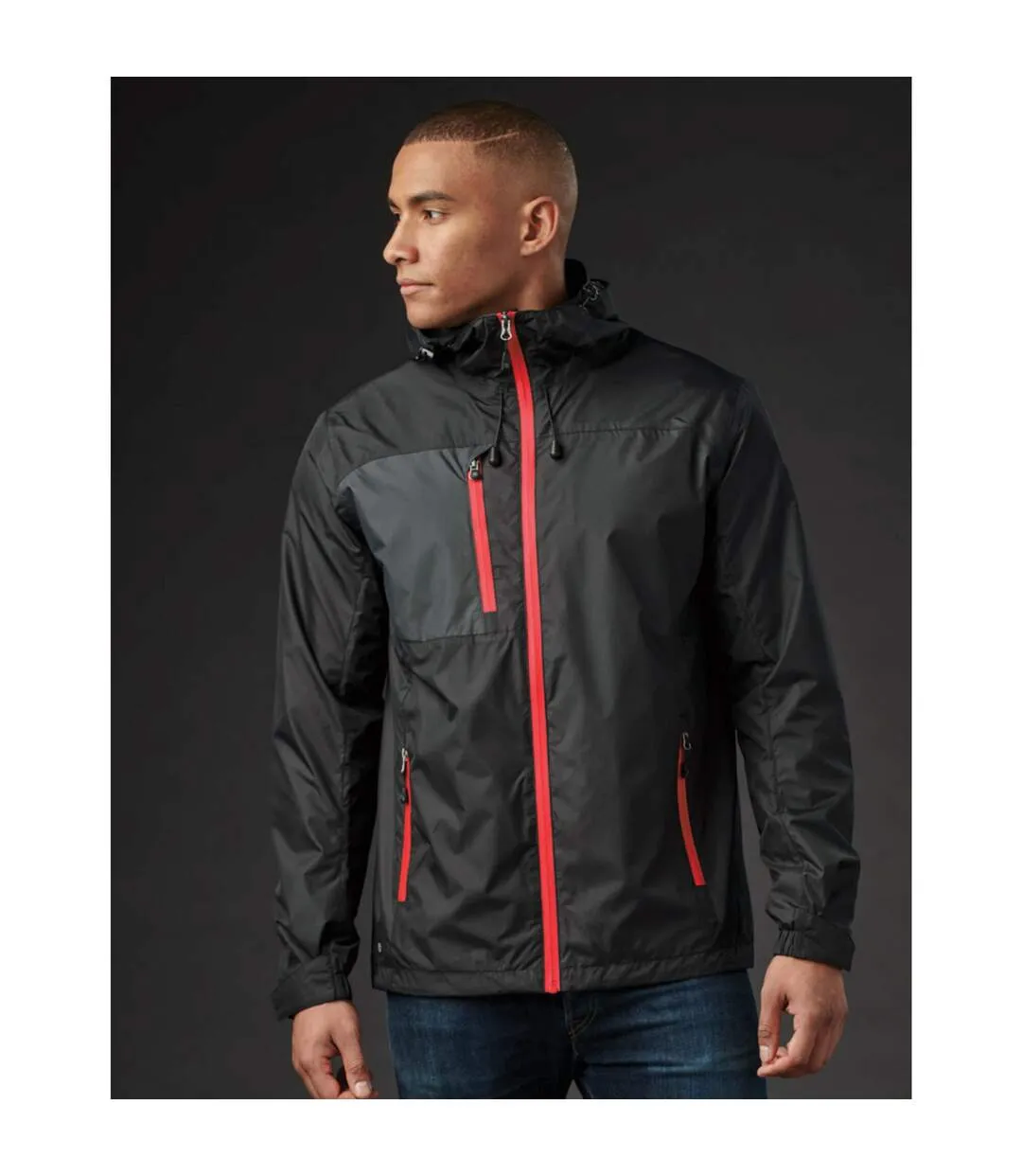 Mens olympia soft shell jacket black/bright red Stormtech