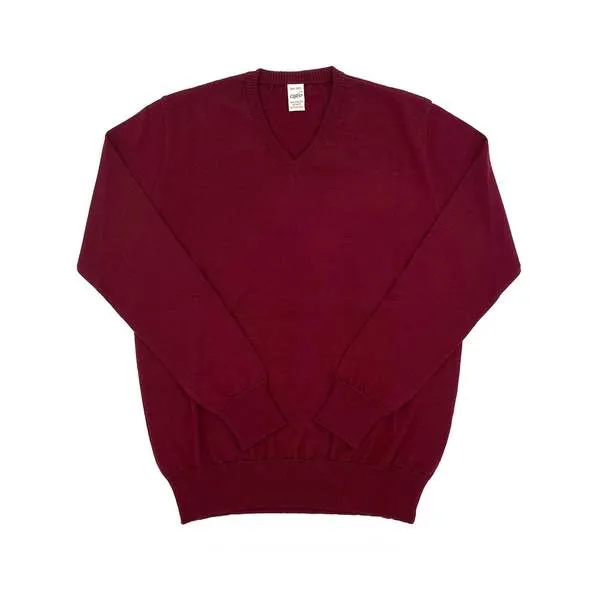 Mens V Neck Sweater - Bordeaux