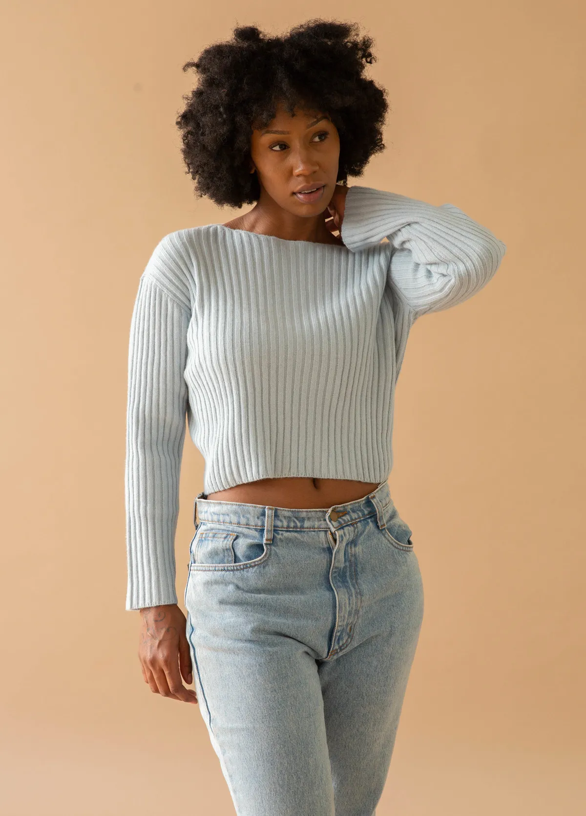 Merino Ribbed Sweater - Mist