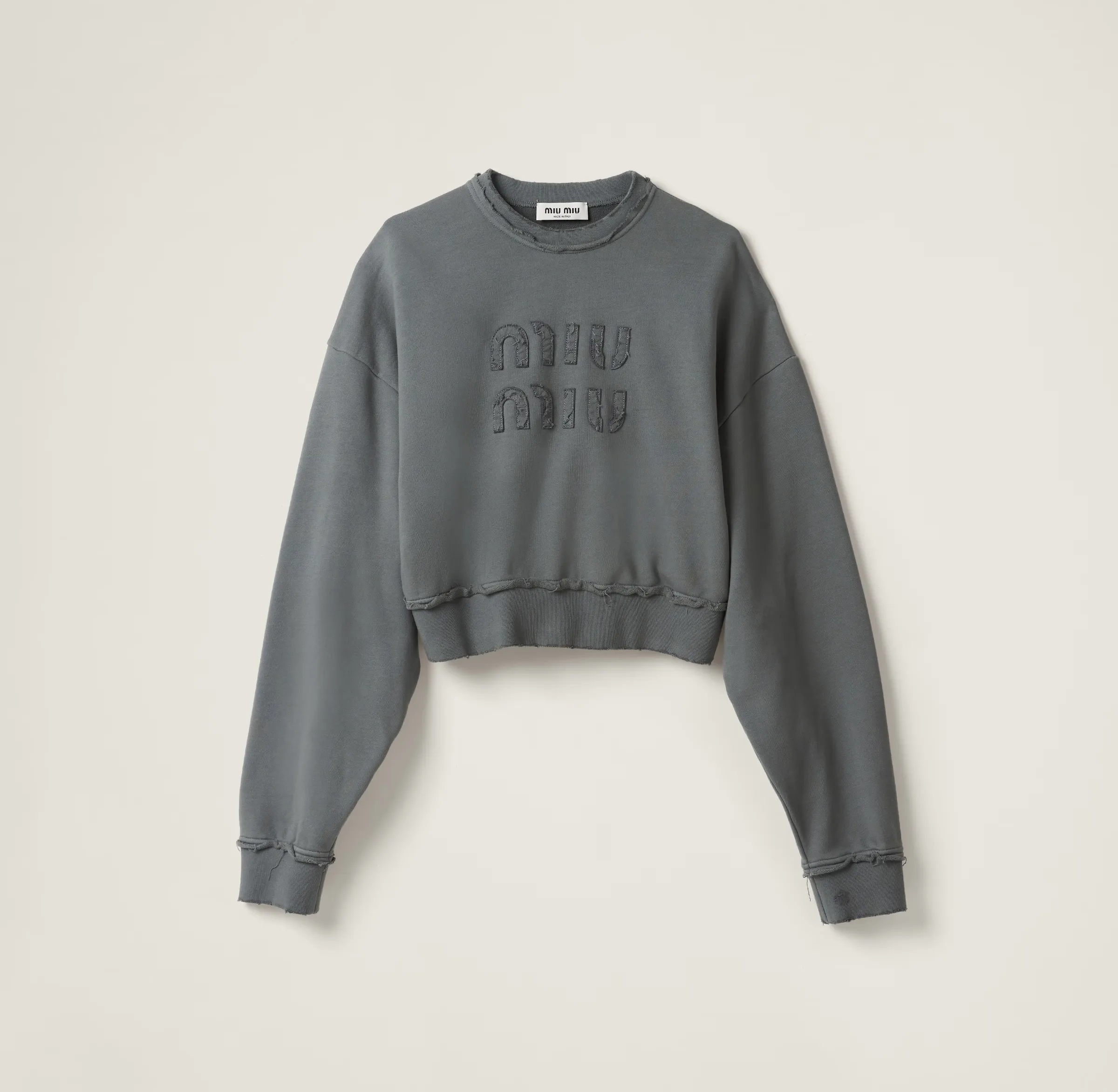 MiuMiu Crew Neck Cotton Logo Hoodies & Sweatshirts