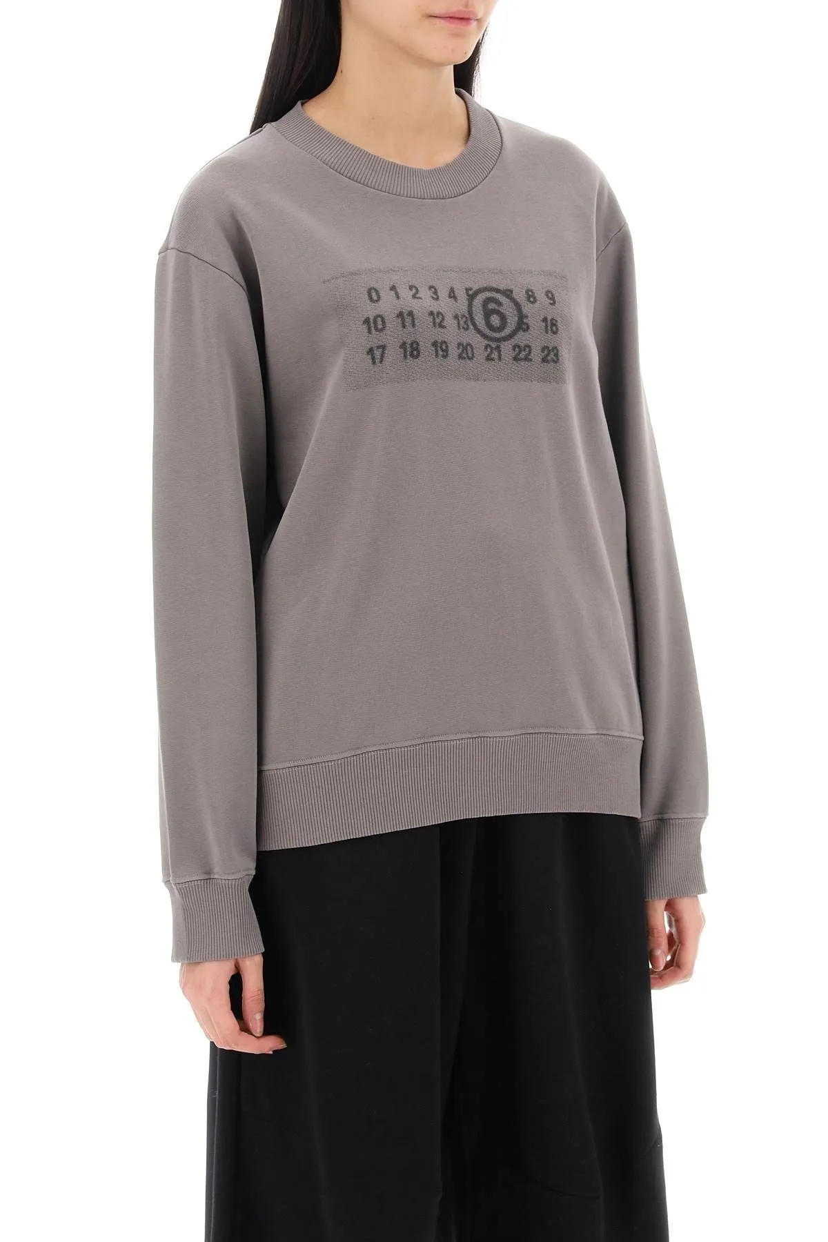 MM6 Maison Margiela - U-Neck Long Sleeves Cotton Logo Hoodies & Sweatshirts