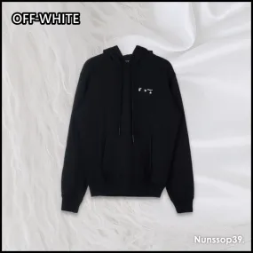 Off-White Long Sleeves Cotton Logo Hoodies | Street Style