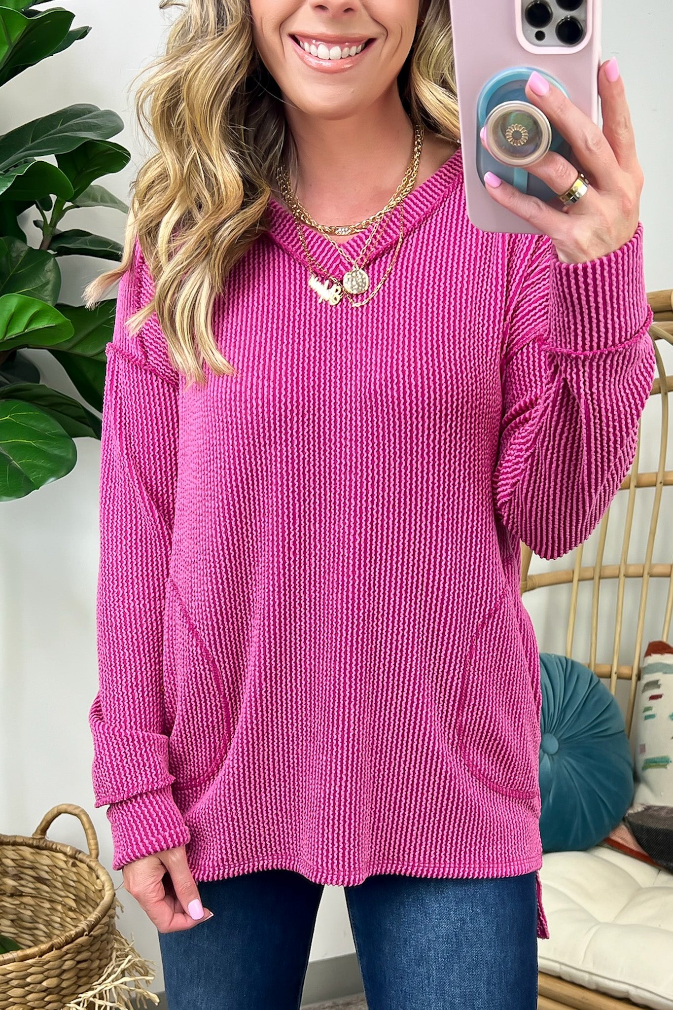 Olenah Rib Knit Long Sleeve Top - Clearance