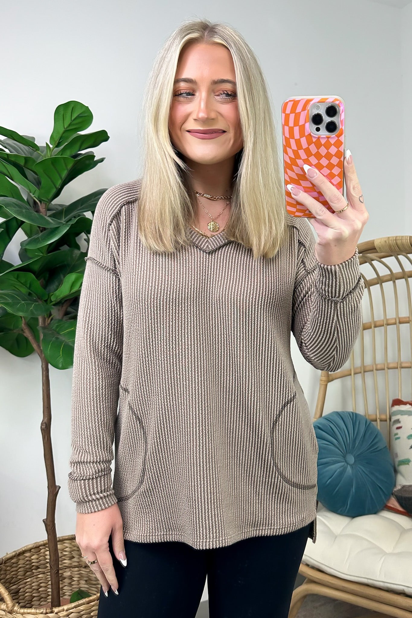 Olenah Rib Knit Long Sleeve Top - Clearance