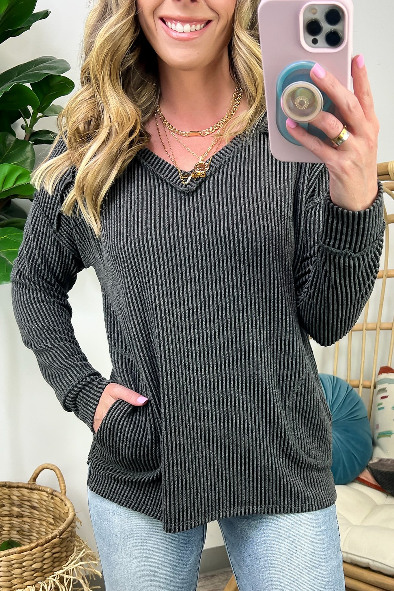 Olenah Rib Knit Long Sleeve Top - Clearance