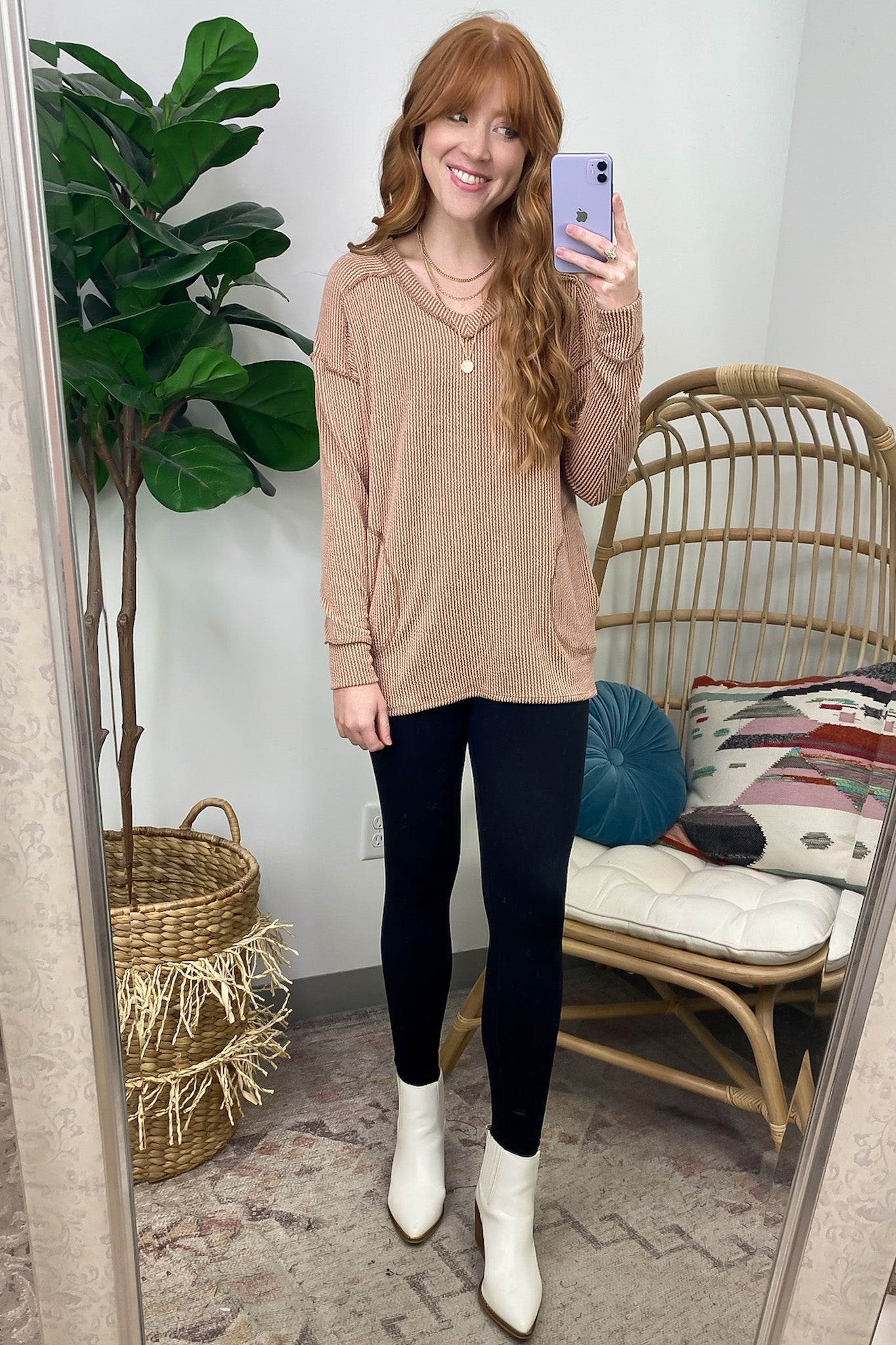 Olenah Rib Knit Long Sleeve Top - Clearance