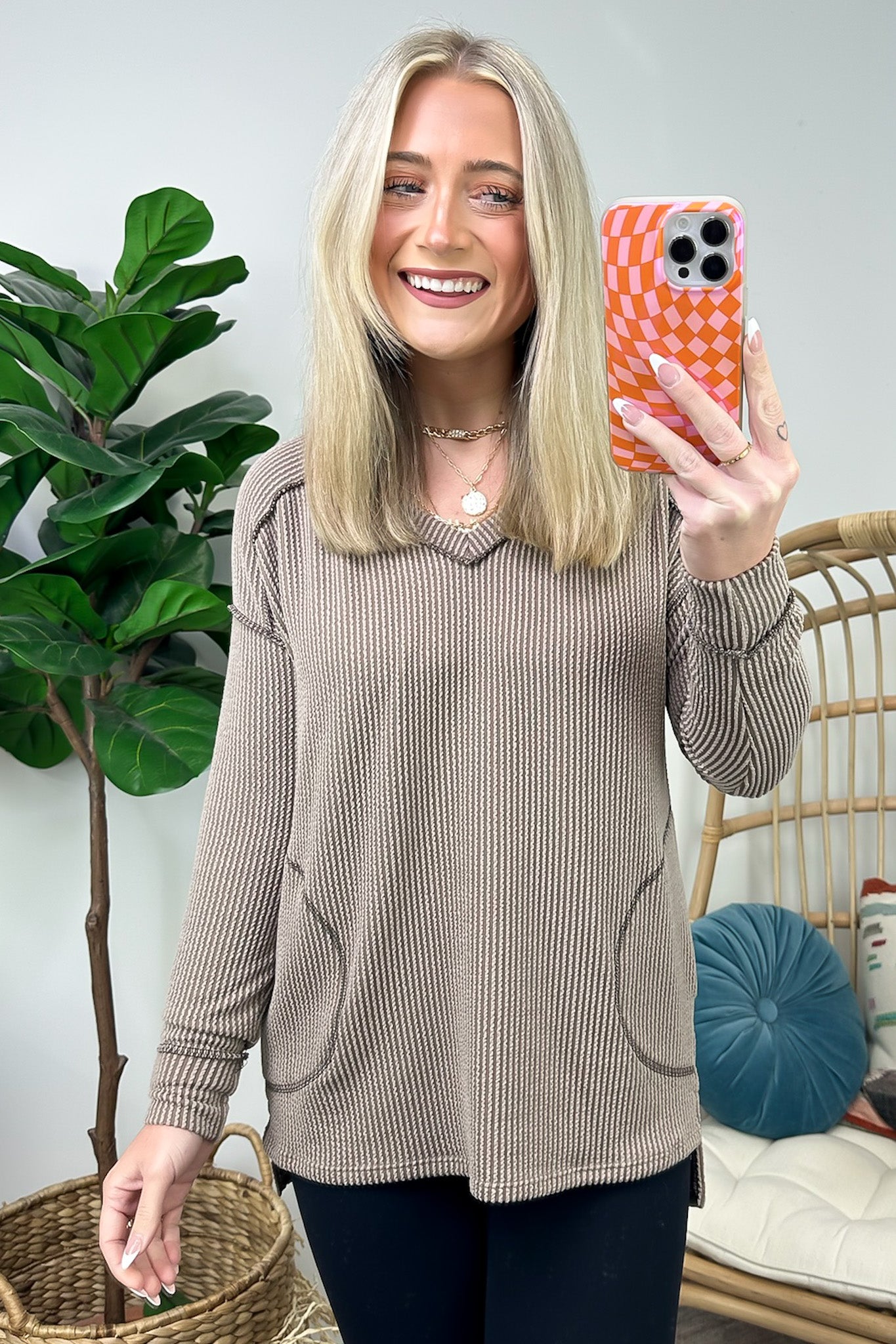 Olenah Rib Knit Long Sleeve Top - Clearance