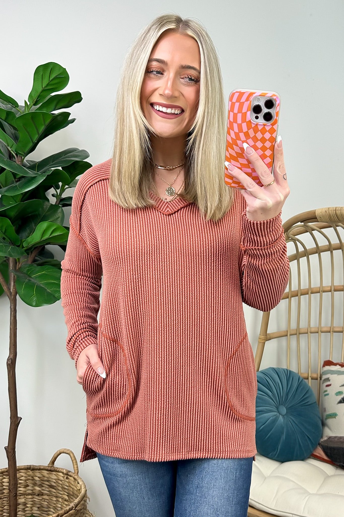 Olenah Rib Knit Long Sleeve Top - Clearance