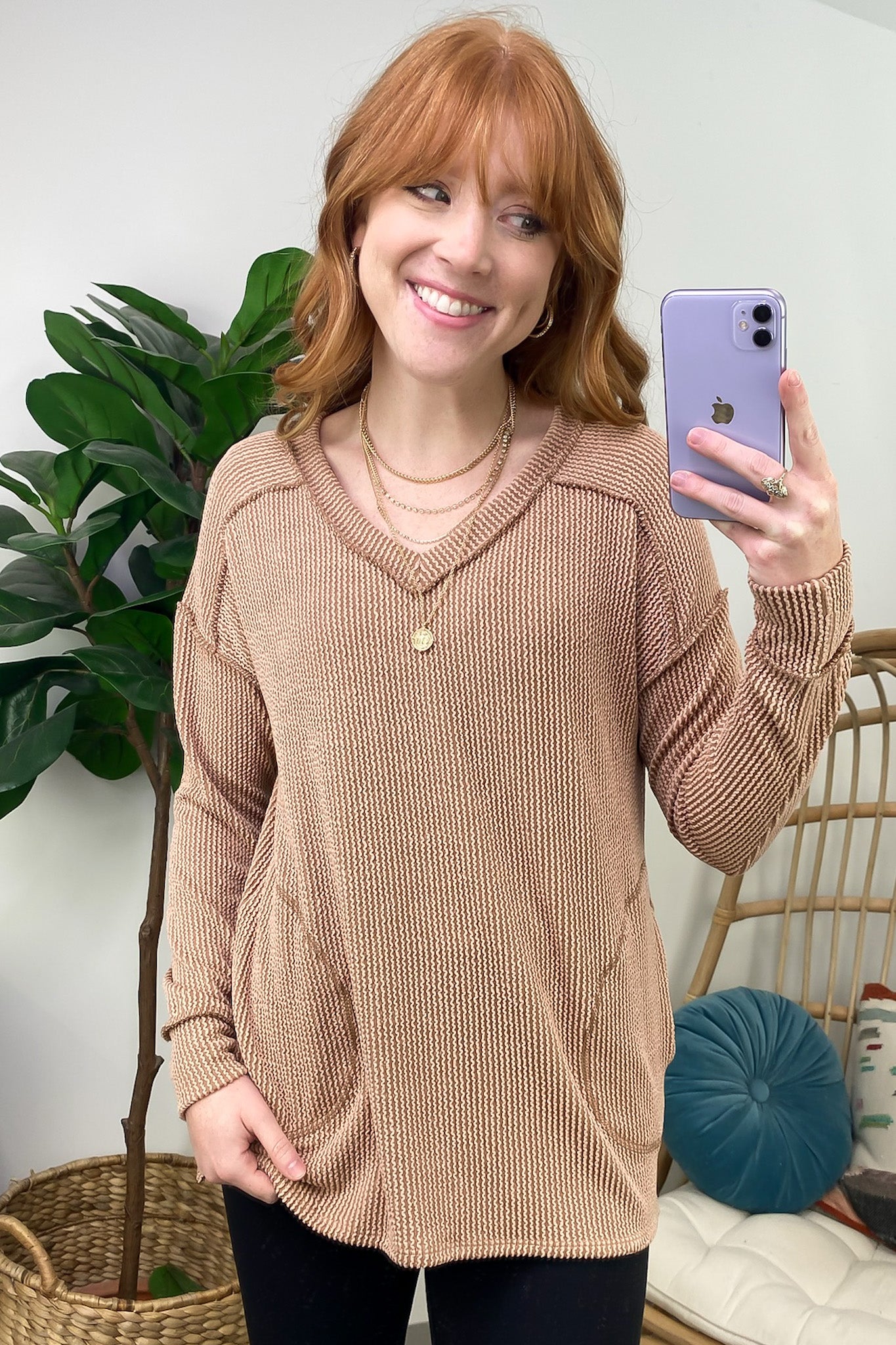 Olenah Rib Knit Long Sleeve Top - Clearance