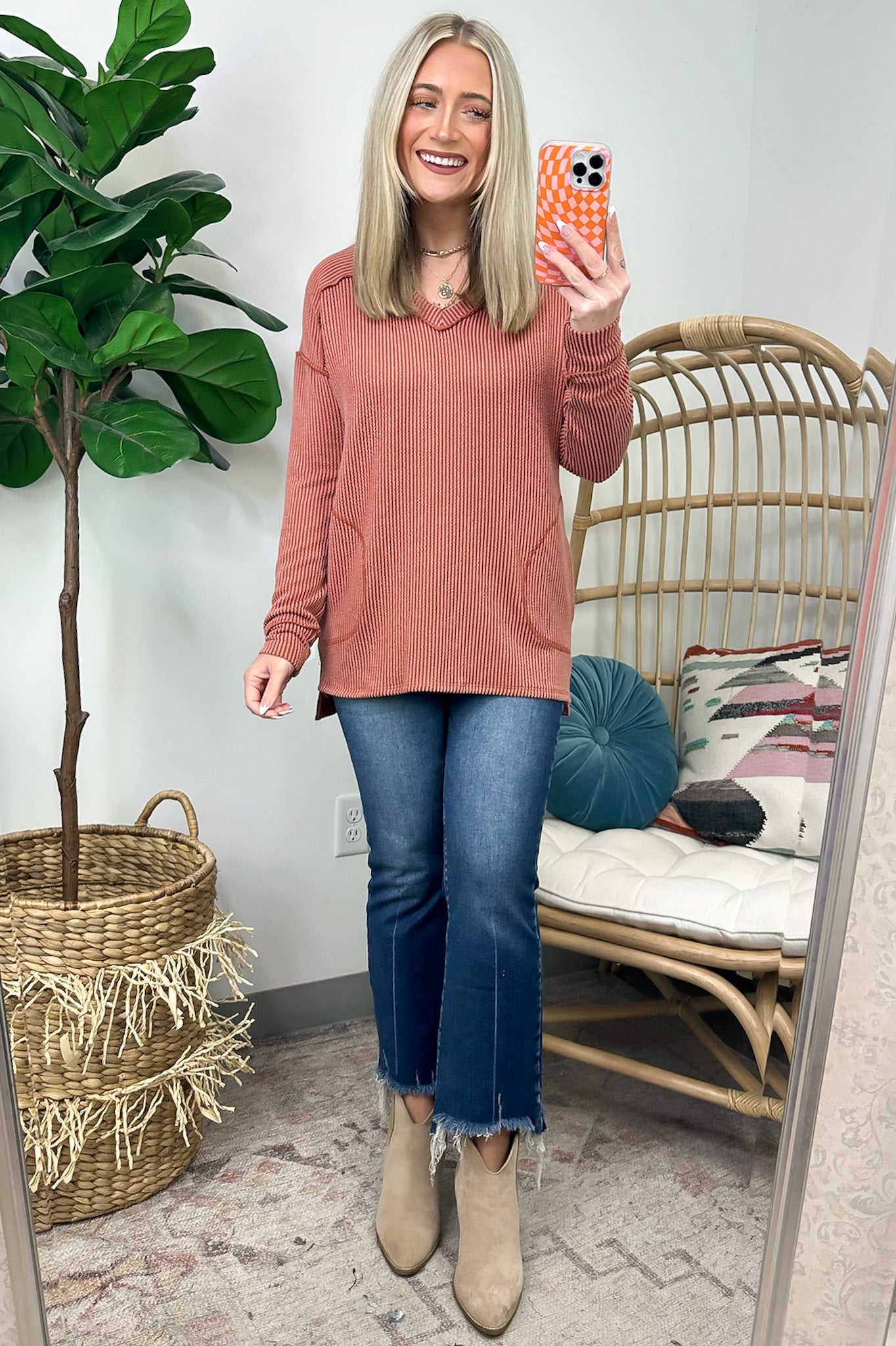 Olenah Rib Knit Long Sleeve Top - Clearance