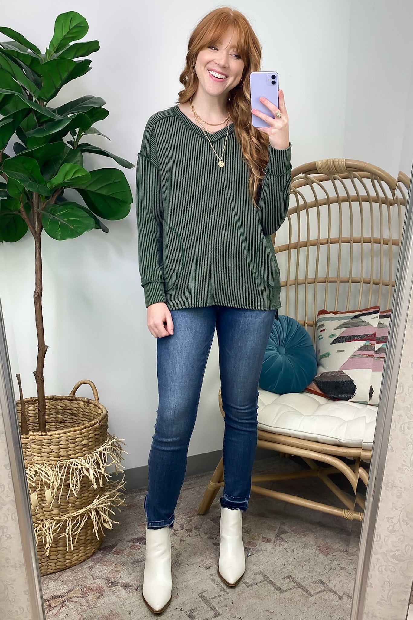 Olenah Rib Knit Long Sleeve Top - Clearance