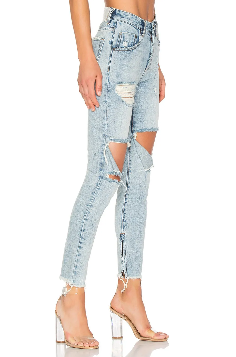 One Teaspoon Blue Hart High Waist Freebird Denim Jeans