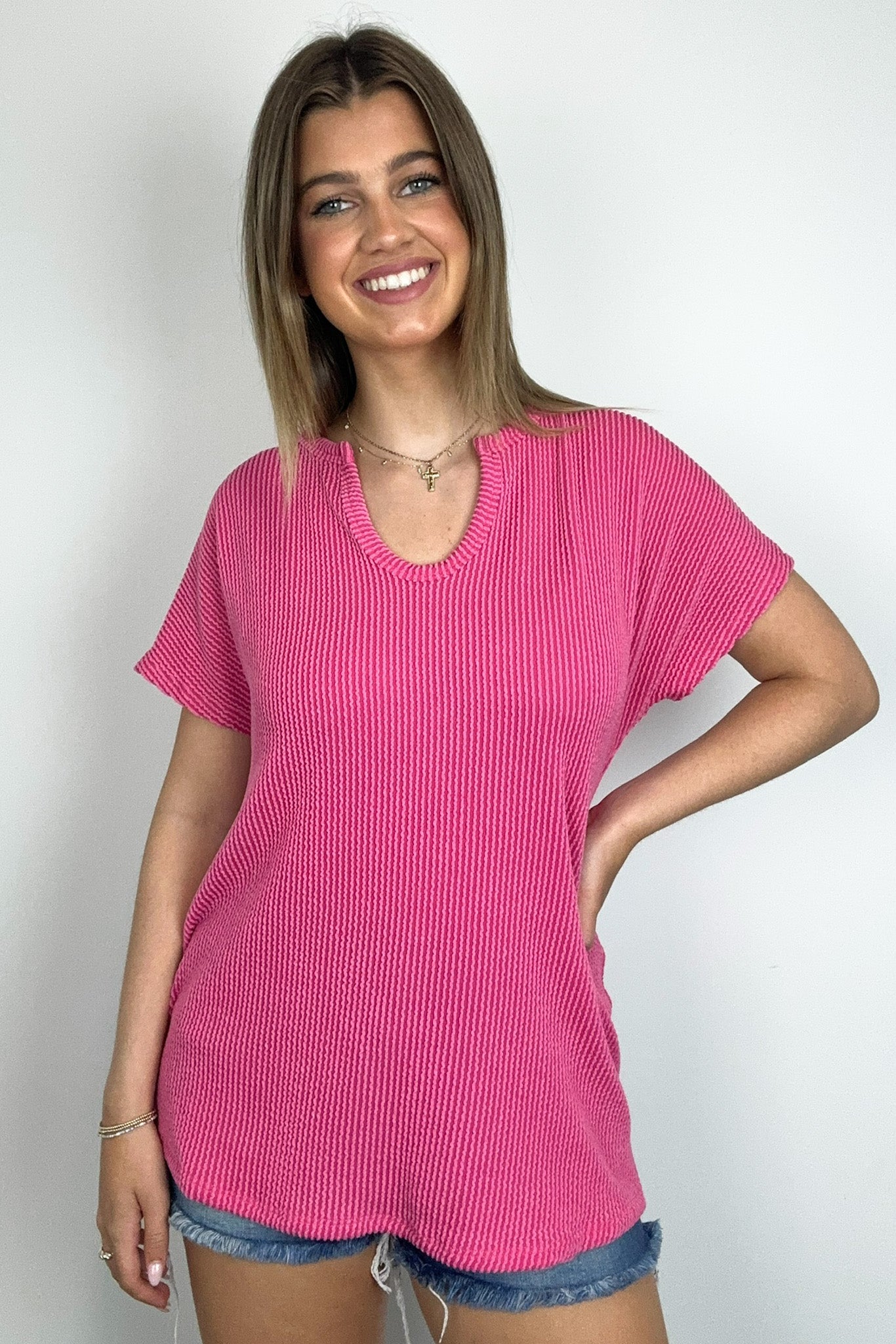 Oriana Rib V-Neck Top