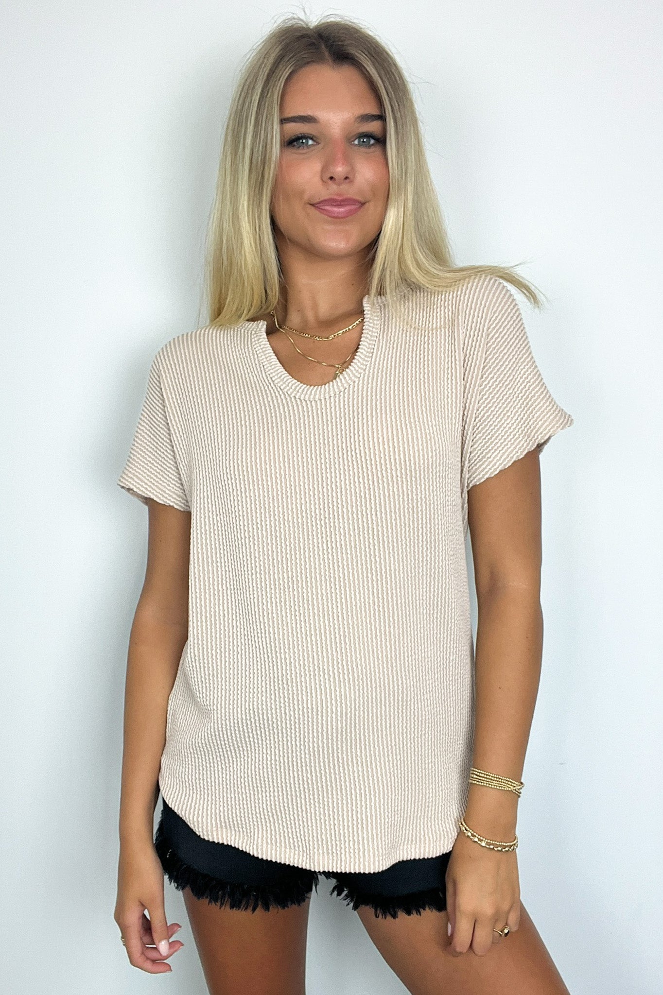 Oriana Rib V-Neck Top