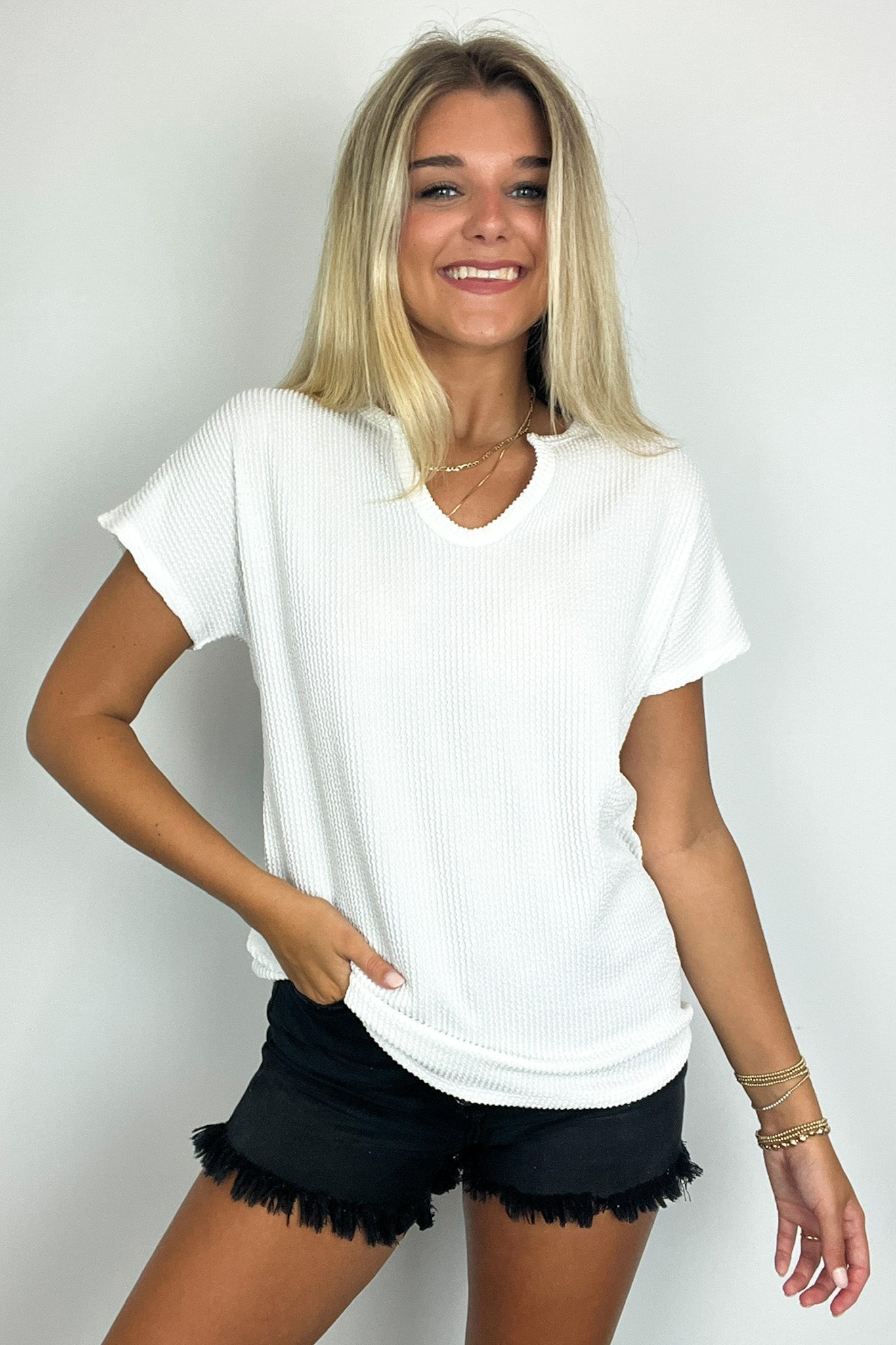 Oriana Rib V-Neck Top