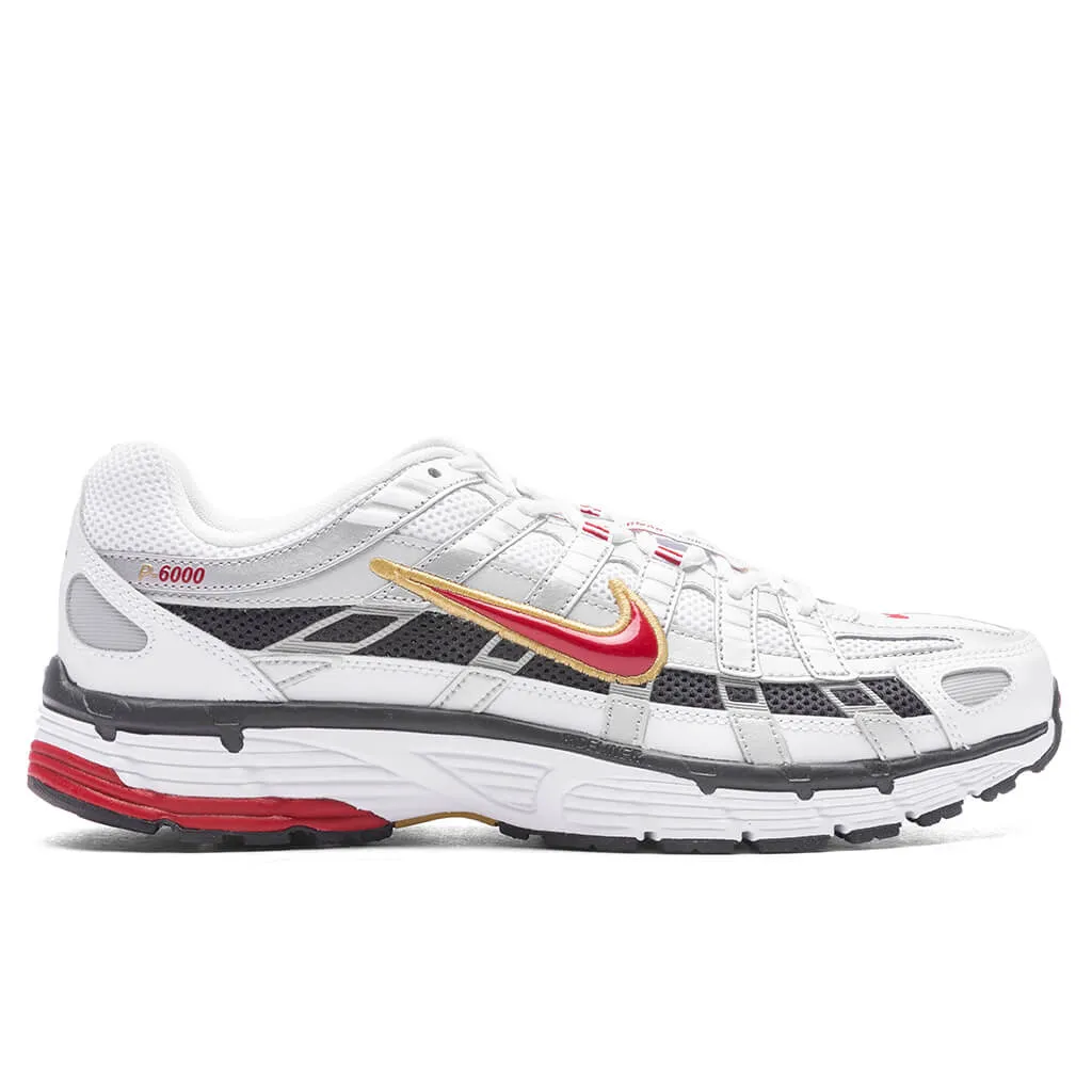 P-6000 Shoes - White/Varsity Red/ Metallic Platinum