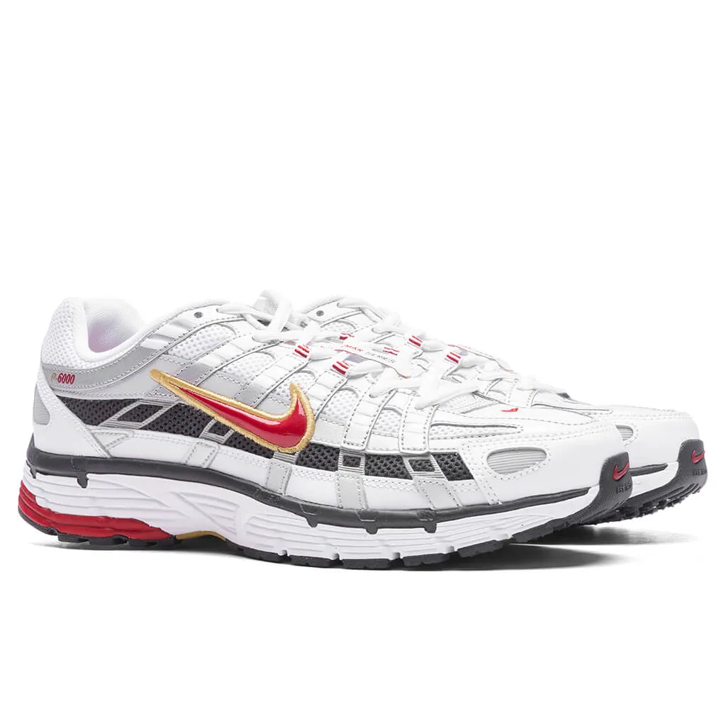 P-6000 Shoes - White/Varsity Red/ Metallic Platinum