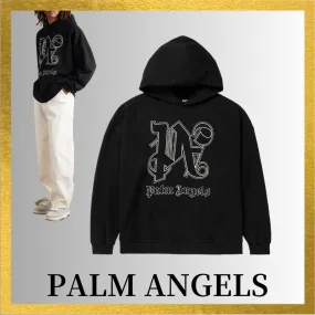 Palm Angels Street Style Long Sleeves Cotton Logo Hoodies