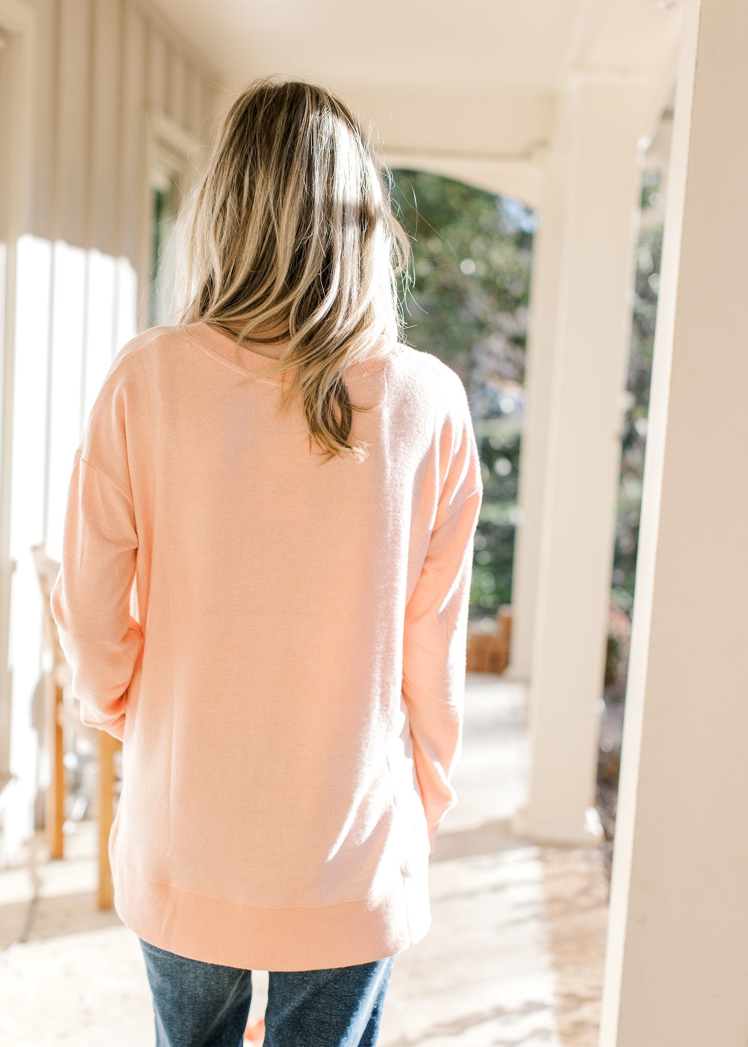 peach sweater