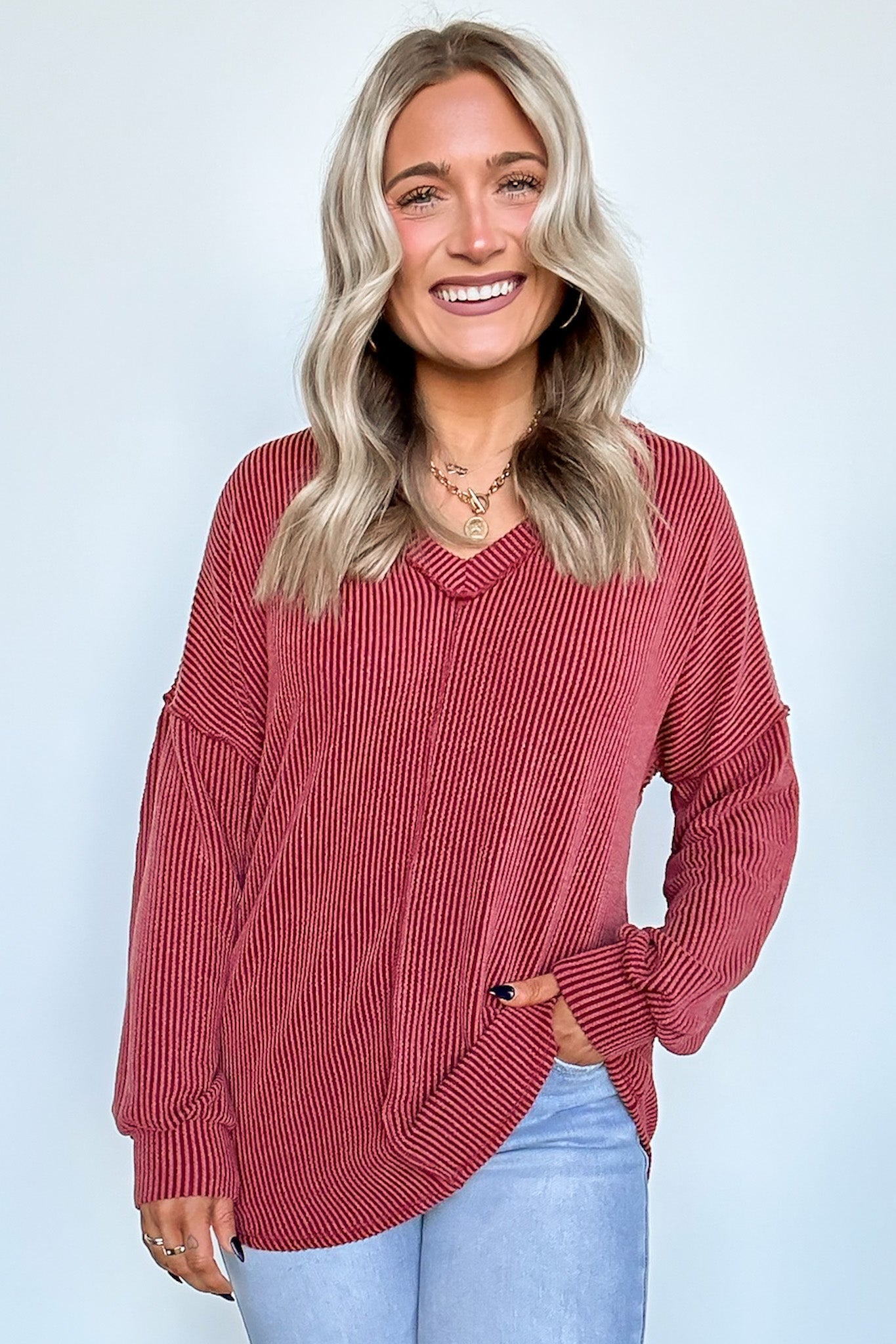 Perfect Option Ribbed Knit Top Sale