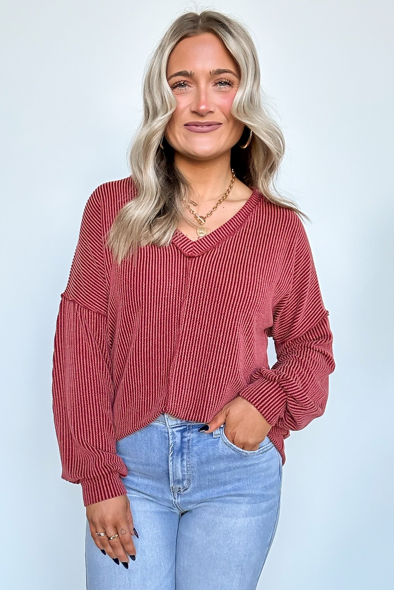 Perfect Option Ribbed Knit Top Sale