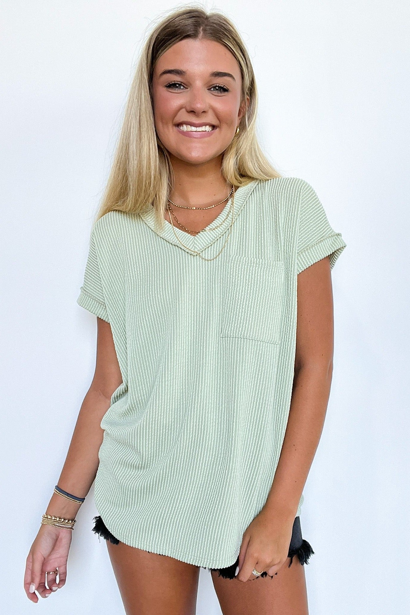 Perfect V-Neck Dolman Pocket Top