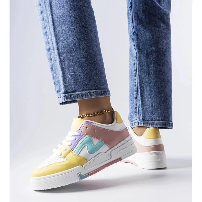 Pink and yellow shoes with a thicker sole from Harter white