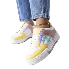 Pink and yellow shoes with a thicker sole from Harter white