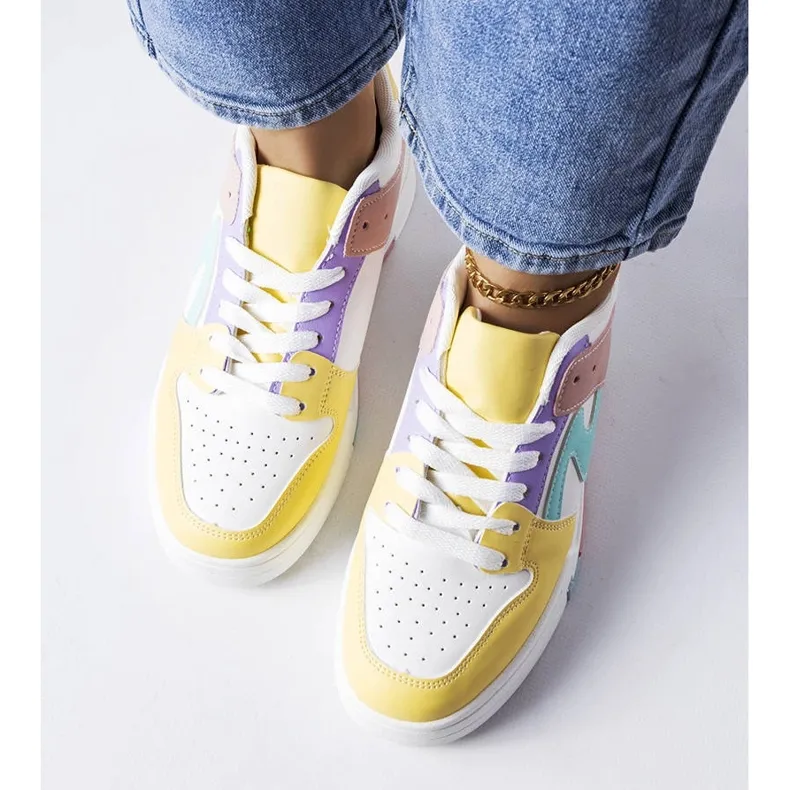 Pink and yellow shoes with a thicker sole from Harter white