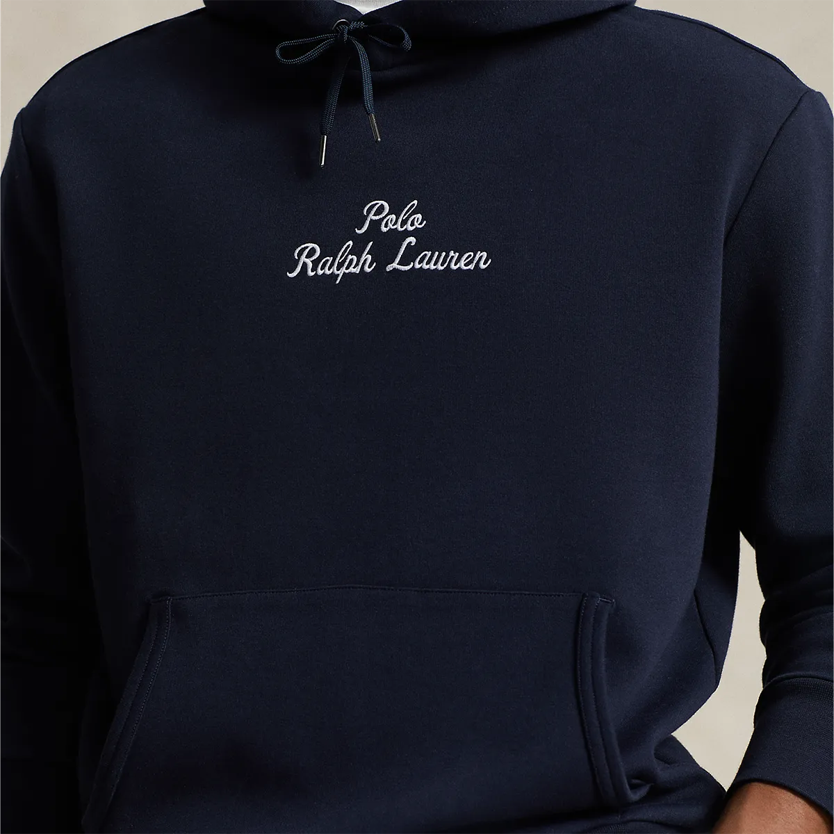 Ralph Lauren Double-Knit Hoodie - Navy Blue Signature Logo