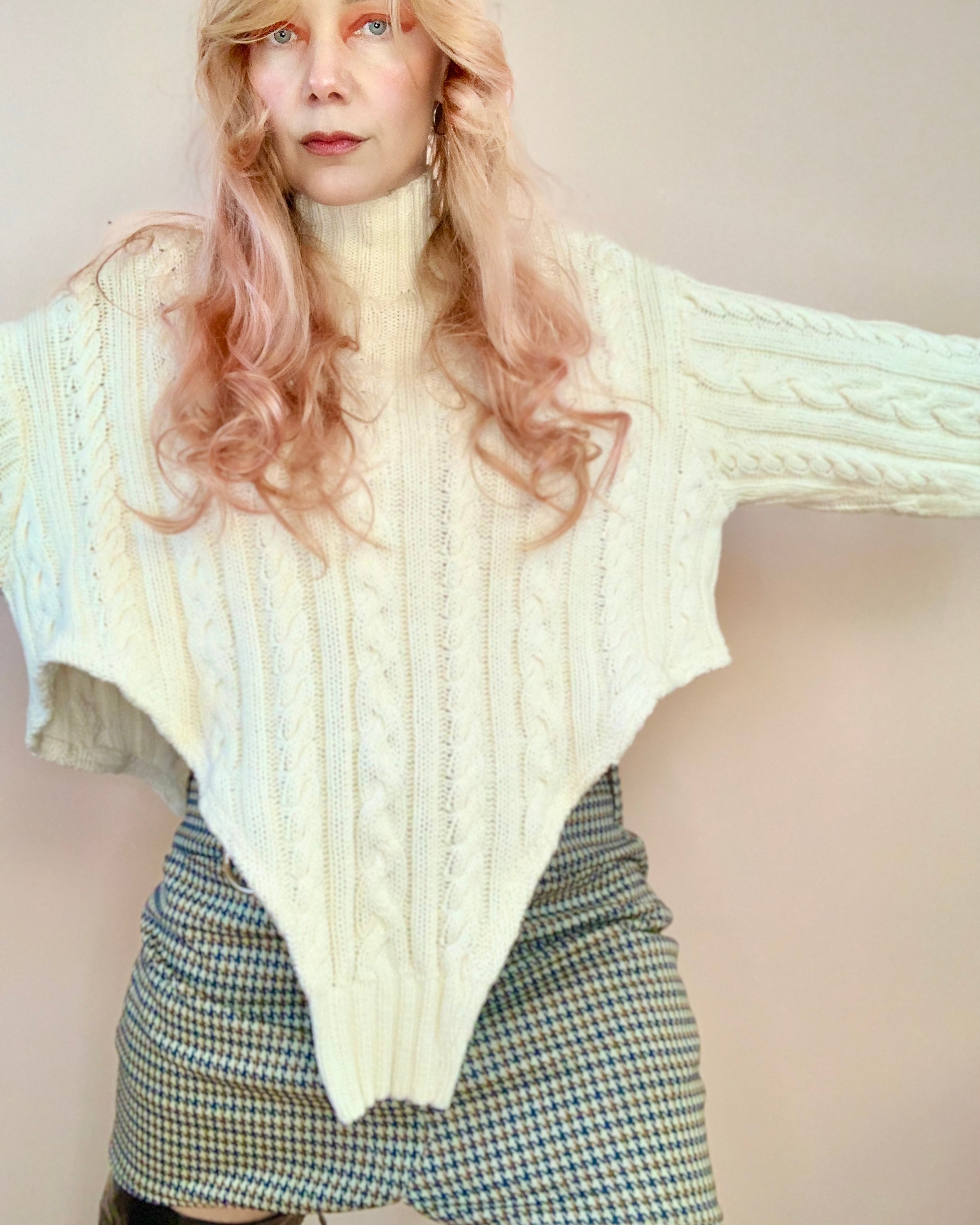 Reclaimed cotton turtleneck sweater bodysuit