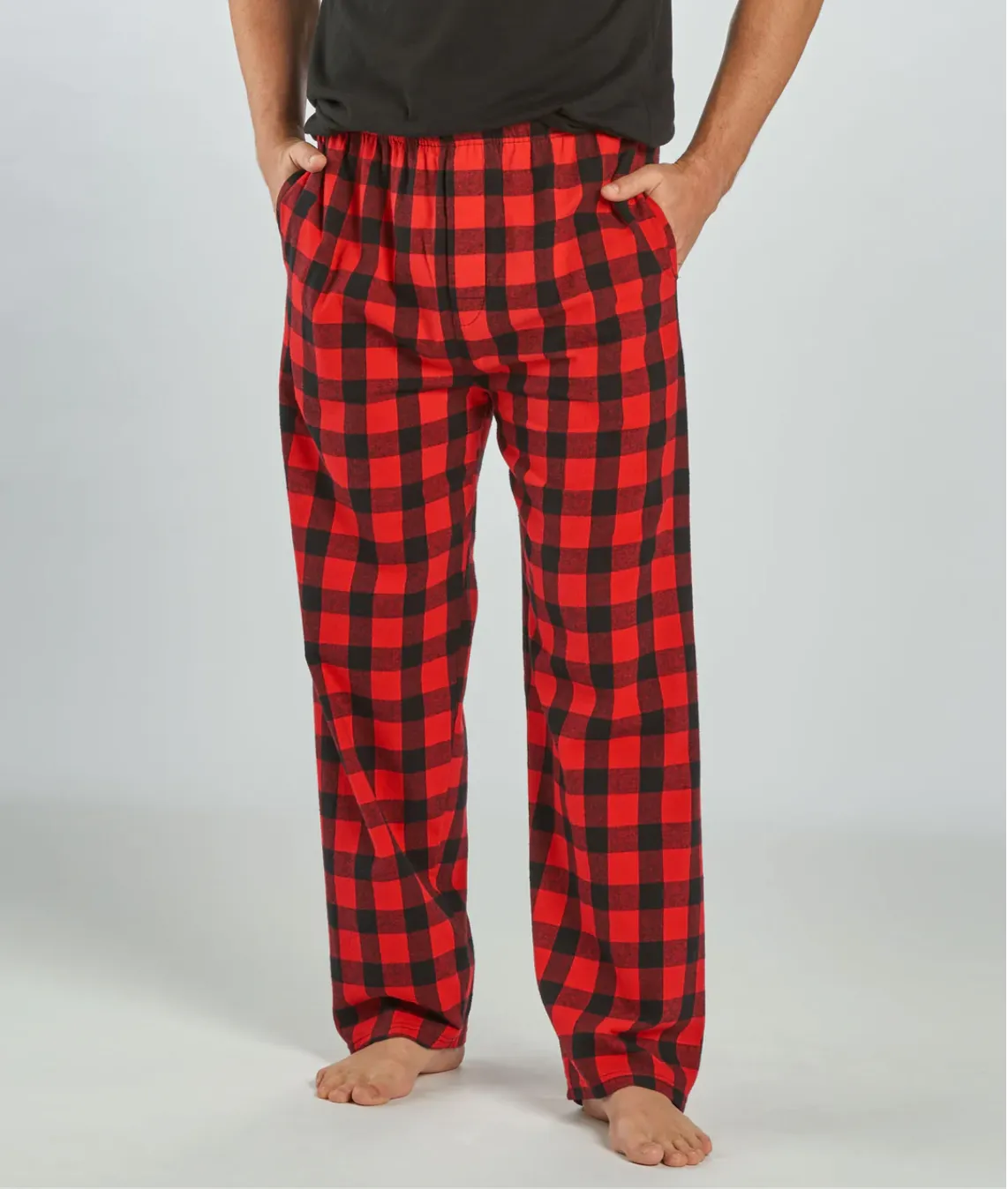 Red and black plaid flannel pajama pants