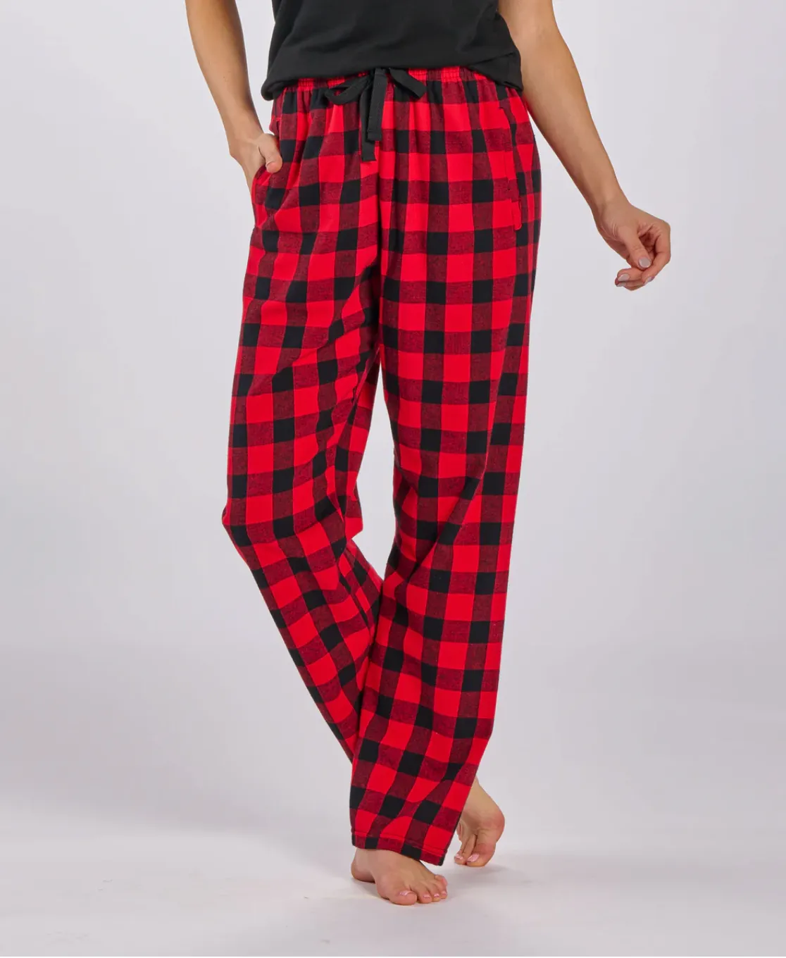 Red and black plaid flannel pajama pants