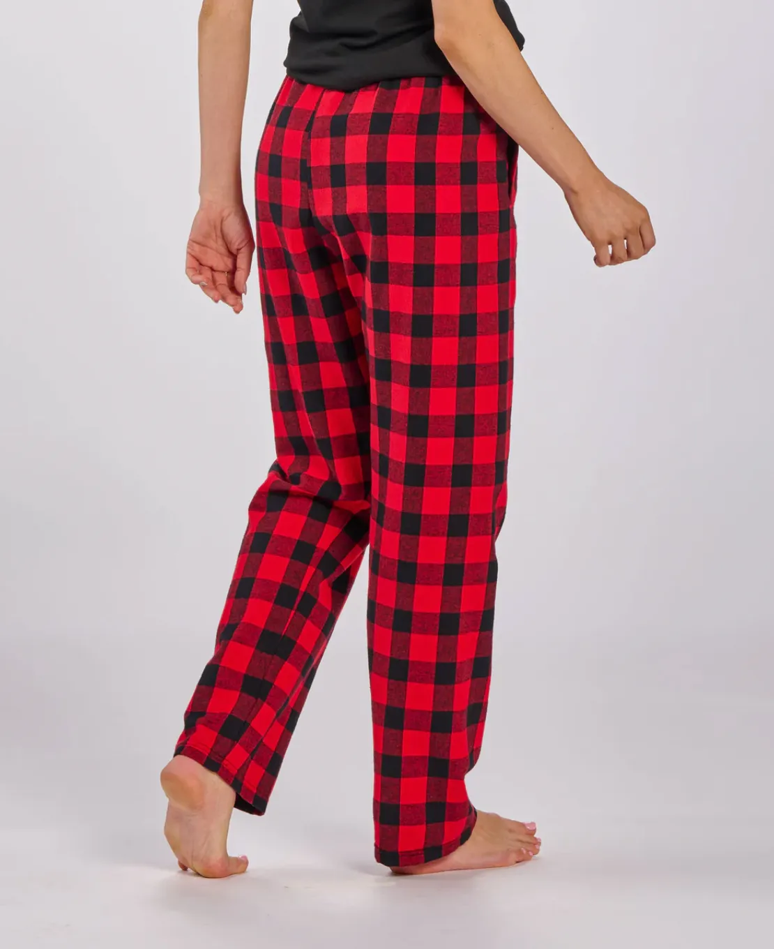 Red and black plaid flannel pajama pants