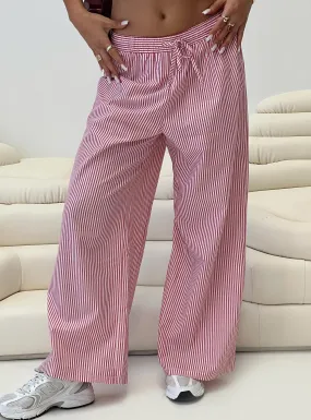 red and white striped holiday tie front pants