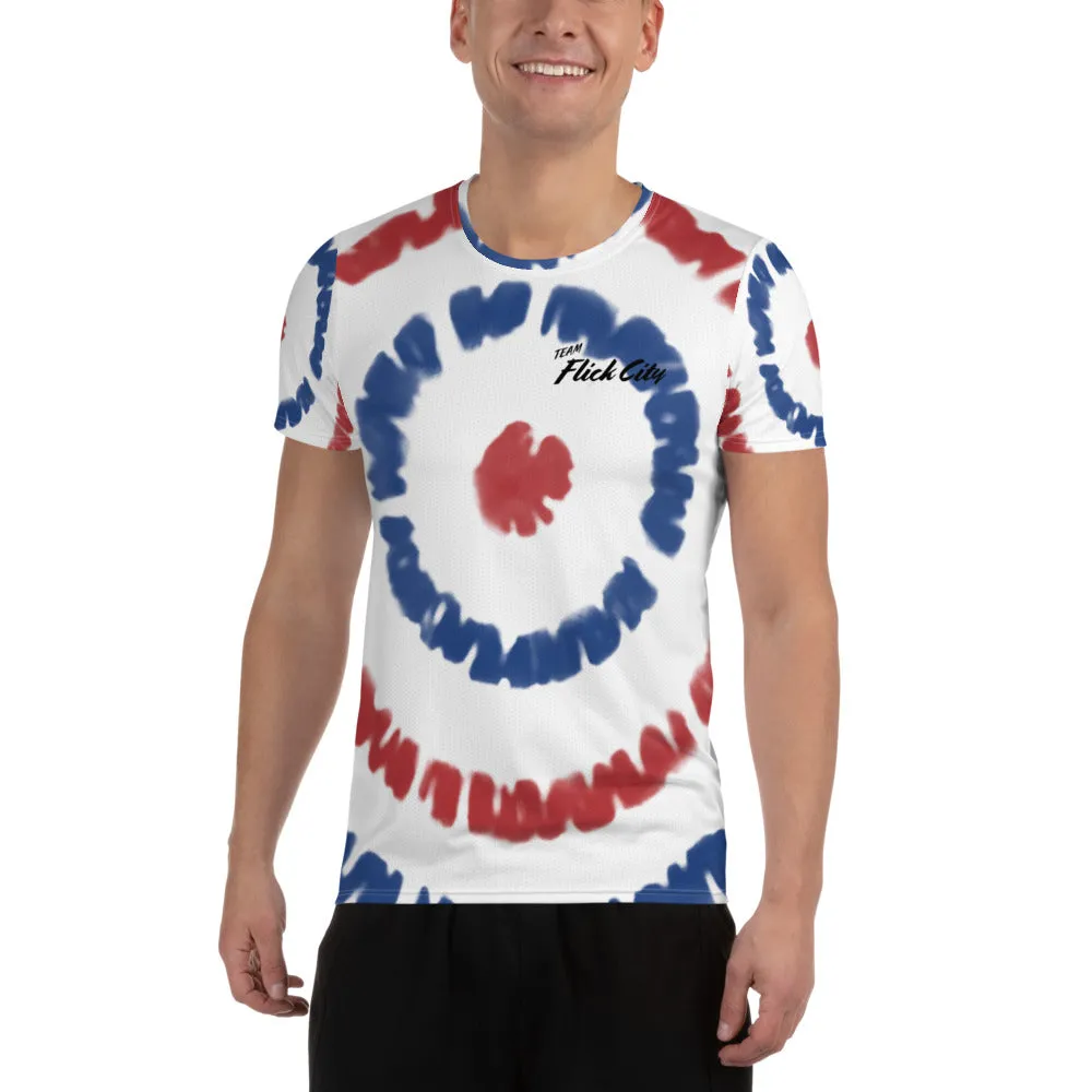 Red White Blue Tie Dye Men's Performance Shirt