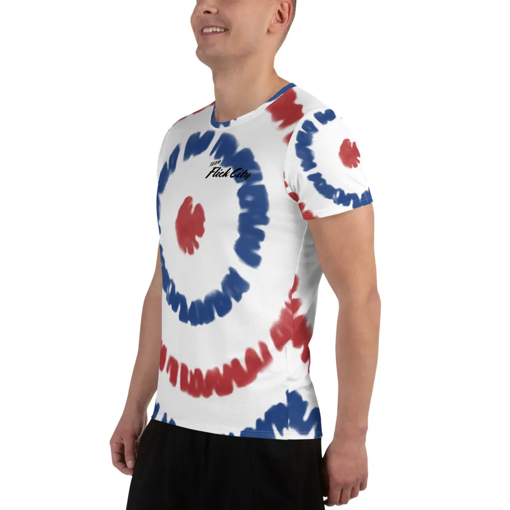 Red White Blue Tie Dye Men's Performance Shirt