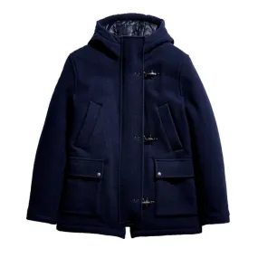 Results: Men's Navy Blue Parka Jacket with 3 Hooks