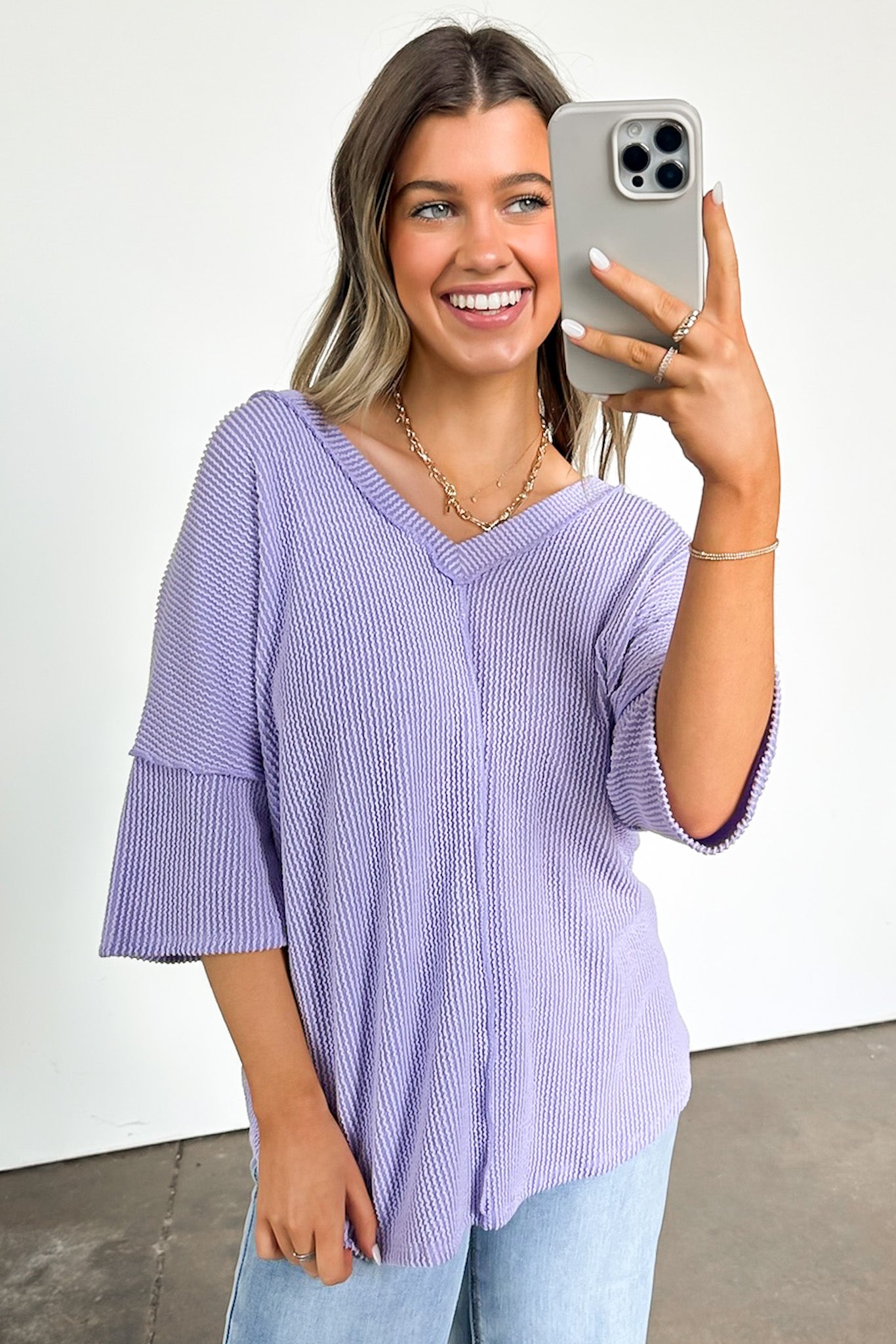 Rib Knit Raw Edge Top