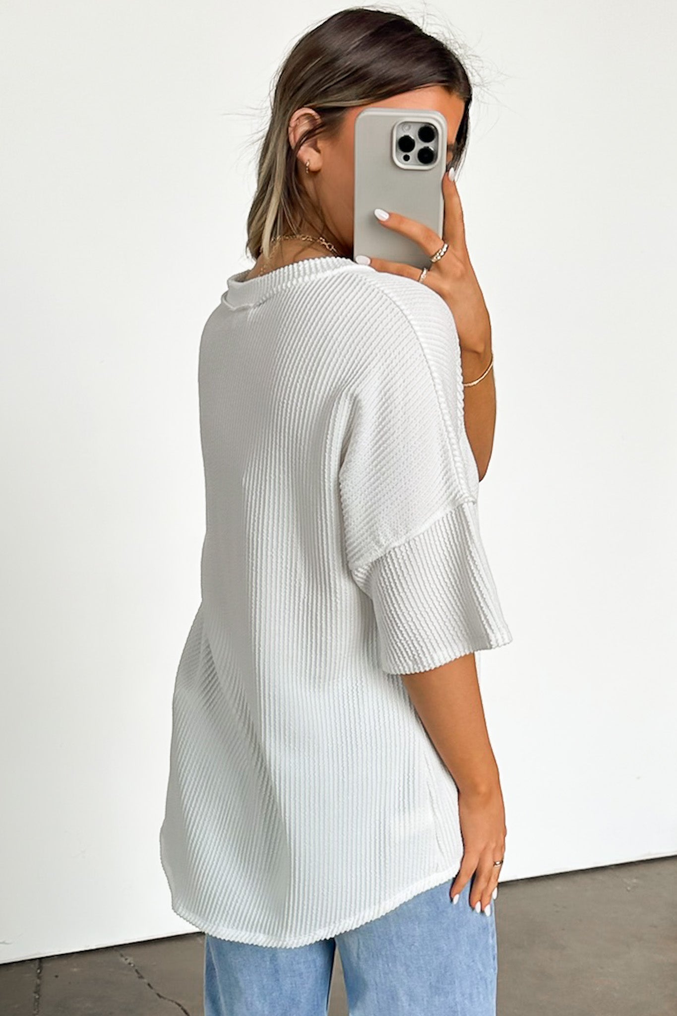 Rib Knit Raw Edge Top