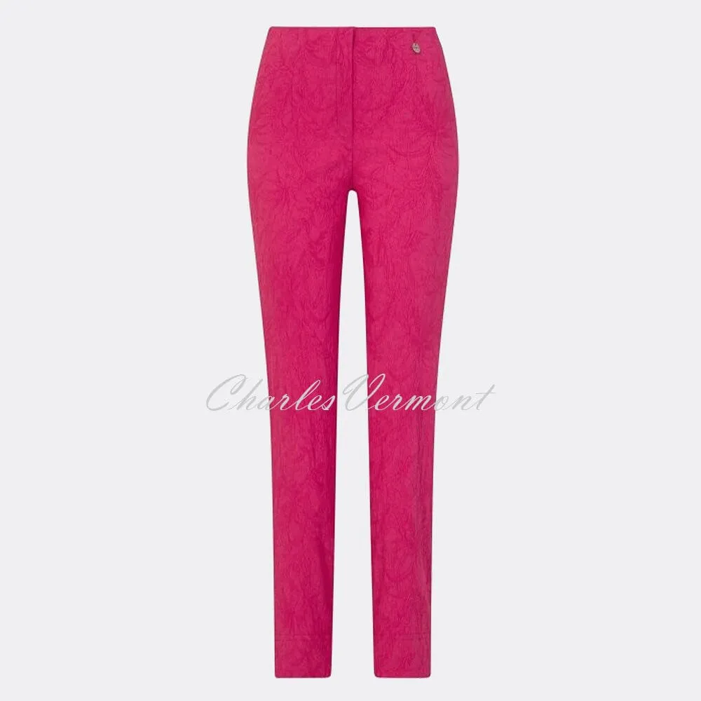 Robell Marie trousers in Pink Leaf Jacquard (51412-54401-43)