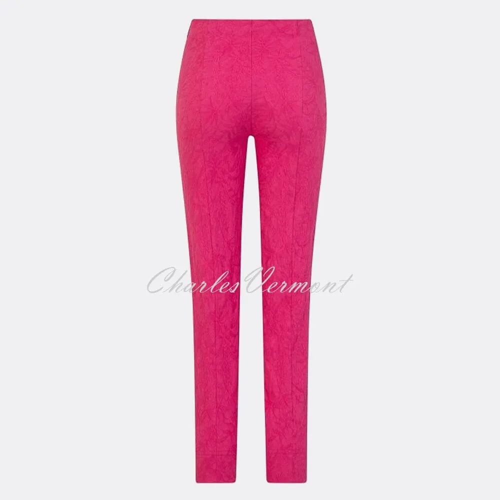 Robell Marie trousers in Pink Leaf Jacquard (51412-54401-43)