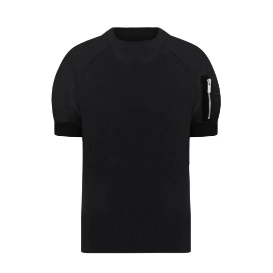 sacai crew neck cotton short sleeves puff sleeves