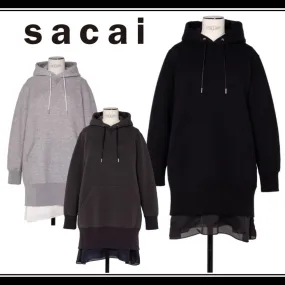 sacai Plain Logo Hoodies & Sweatshirts | Unisex Street Style