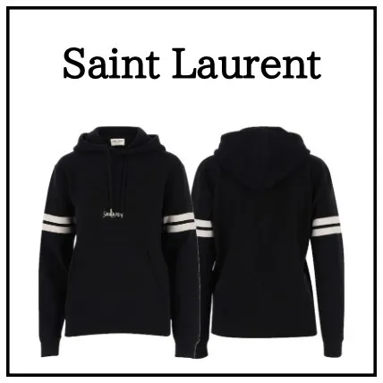 Saint Laurent Long Sleeve Cotton Logo Hoodies & Sweatshirts for Men