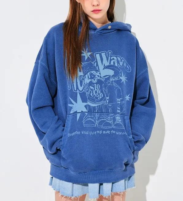 SLOW ACID Long Sleeves Oversized Logo Hoodies - Unisex