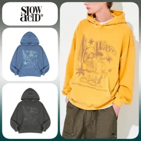 SLOW ACID Long Sleeves Oversized Logo Hoodies - Unisex